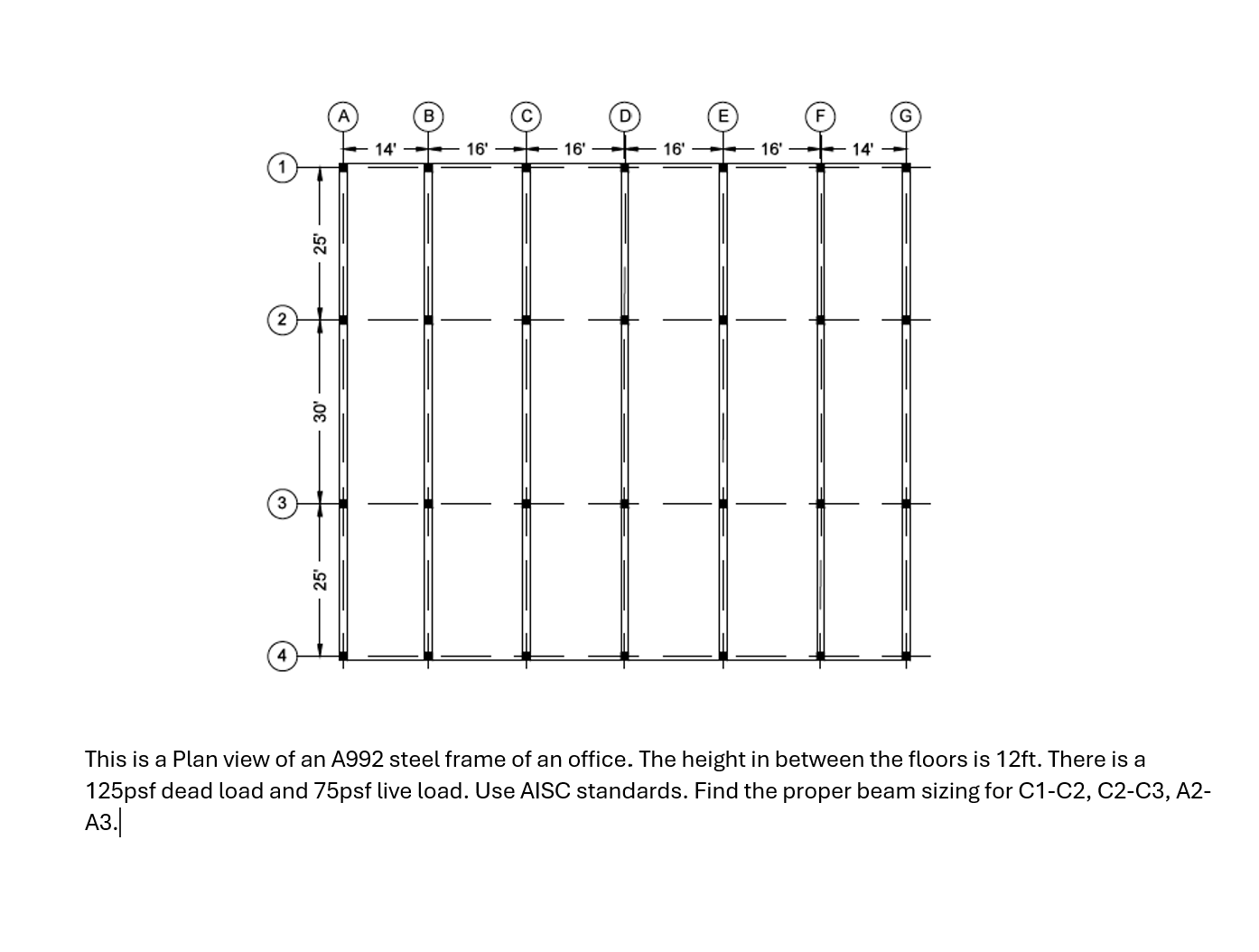 This is a Plan view of an A 9 9 2 steel frame of