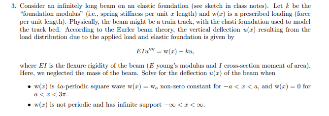 Consider an infinitely long beam on an elastic