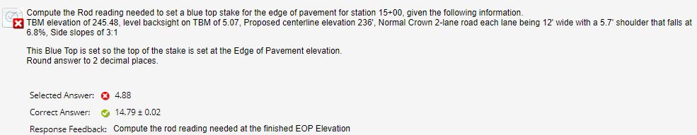 Compute the Rod reading needed to set a blue top