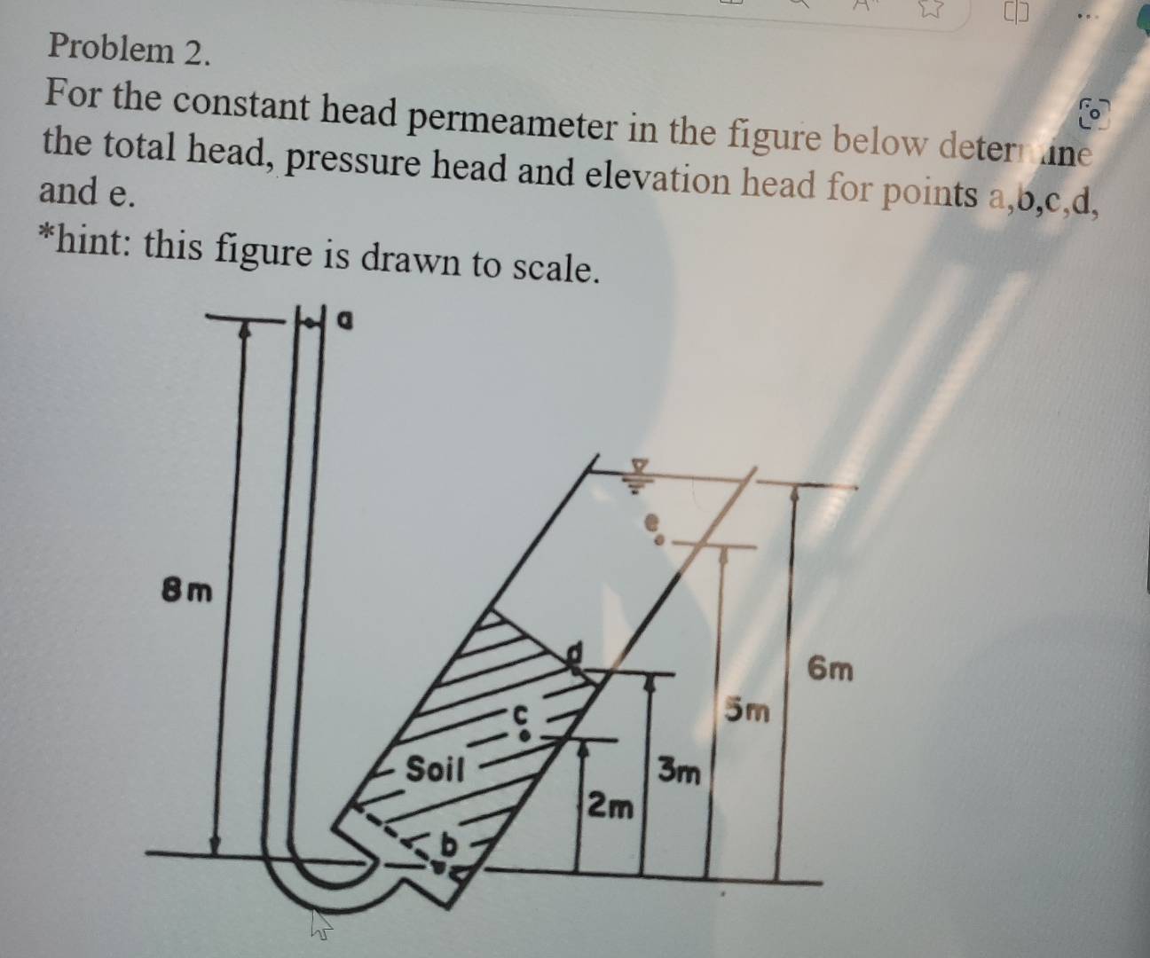 Problem 2 . For the constant head permeameter in