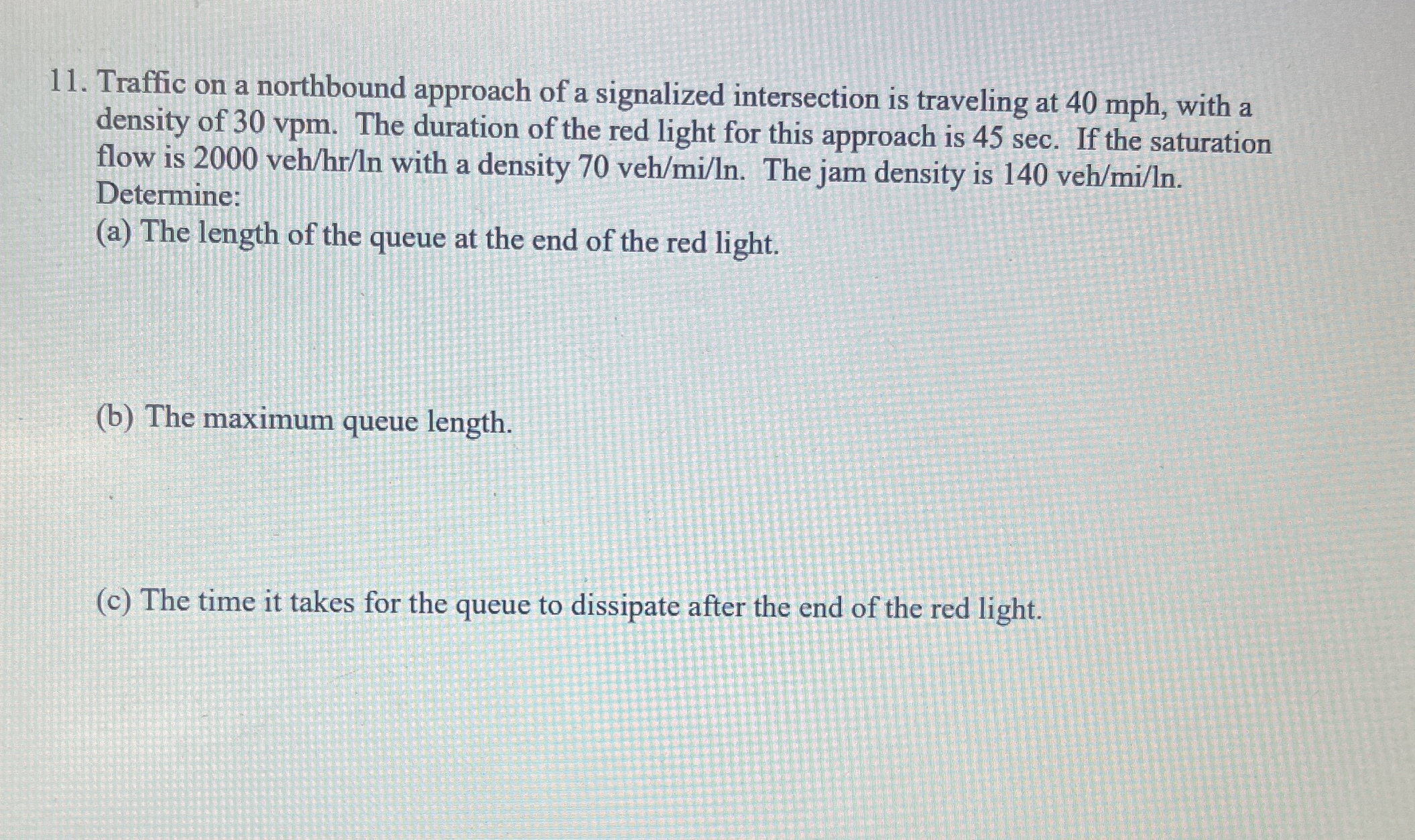 Traffic on a northbound approach of a signalized