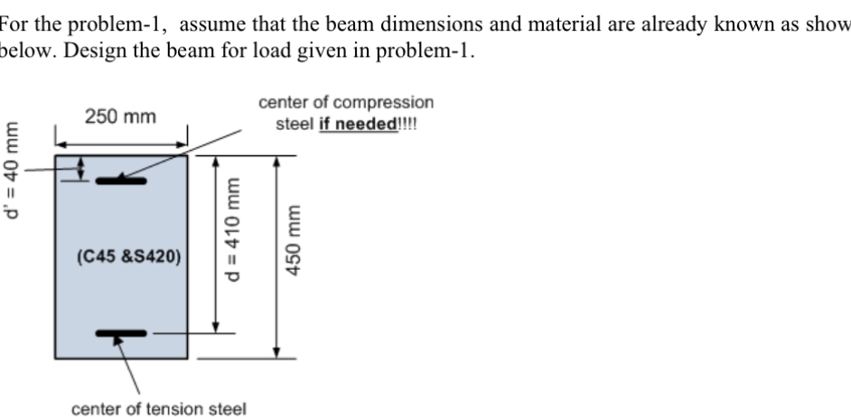 For the problem - 1 , assume that the beam
