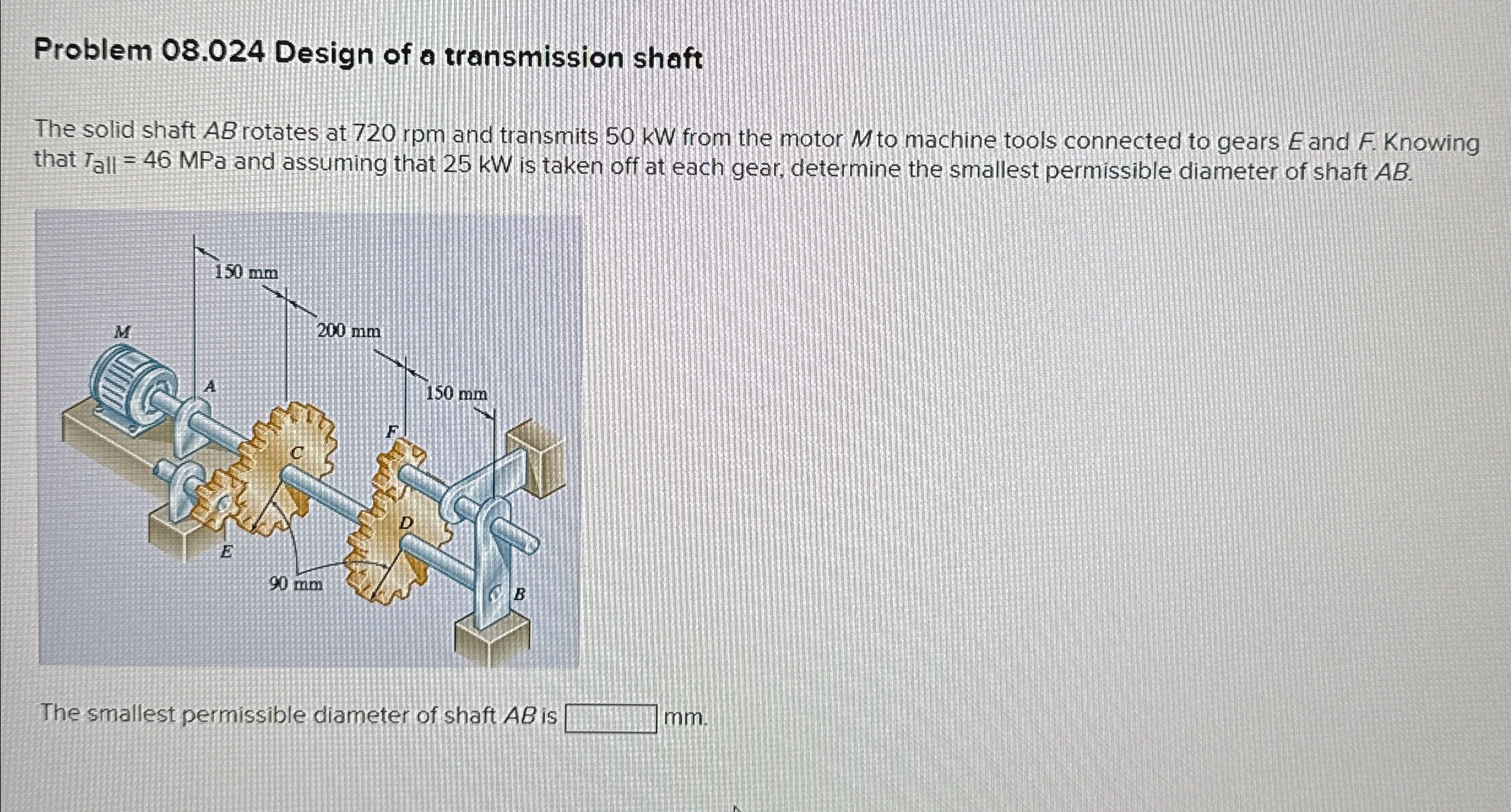 Problem 0 8 . 0 2 4 Design of a transmission