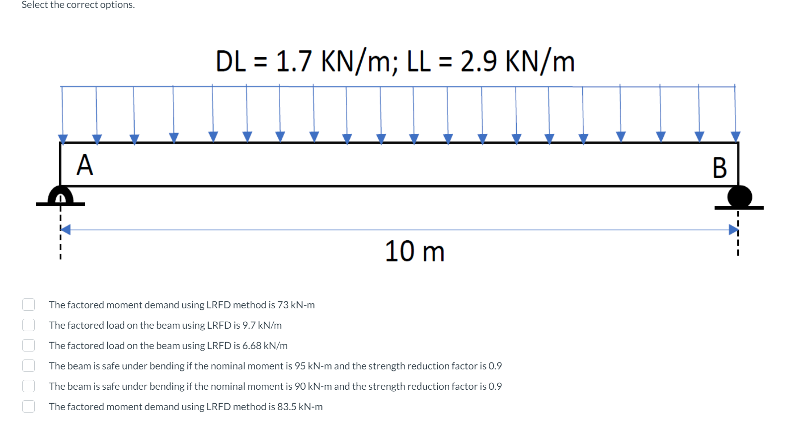 The factored moment demand using LRFD method is 7