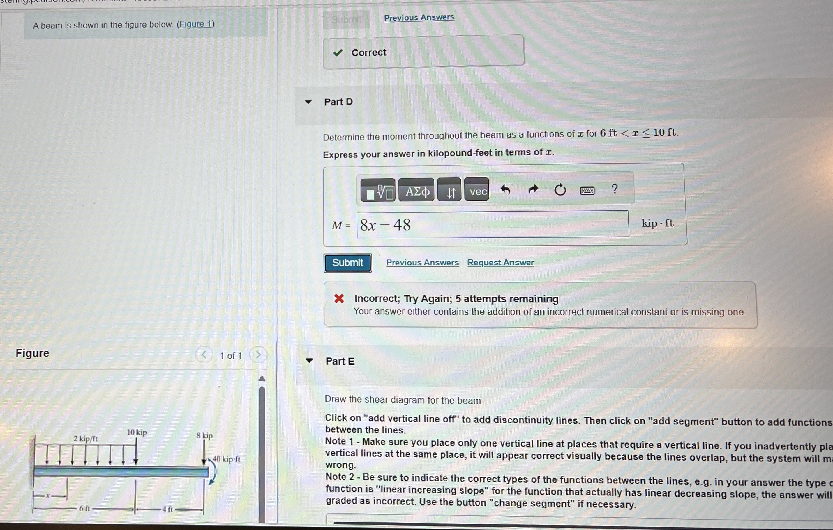 A beam is shown in the figure below. ( Figure 1 )
