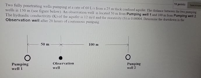 Two fully penetrating wells pumping at a rate of