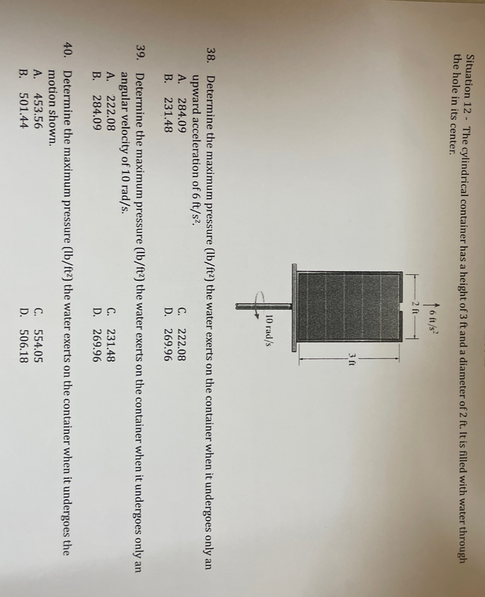 Situation 1 2 - The cylindrical container has a