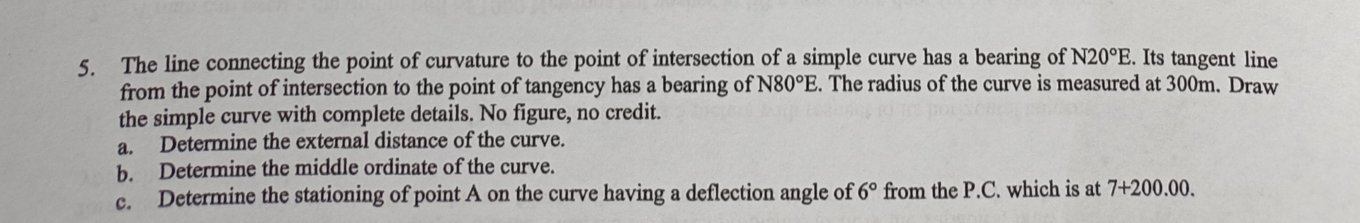 The line connecting the point of curvature to the