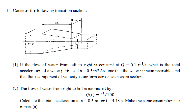 Consider the following transition section: ( 1 )