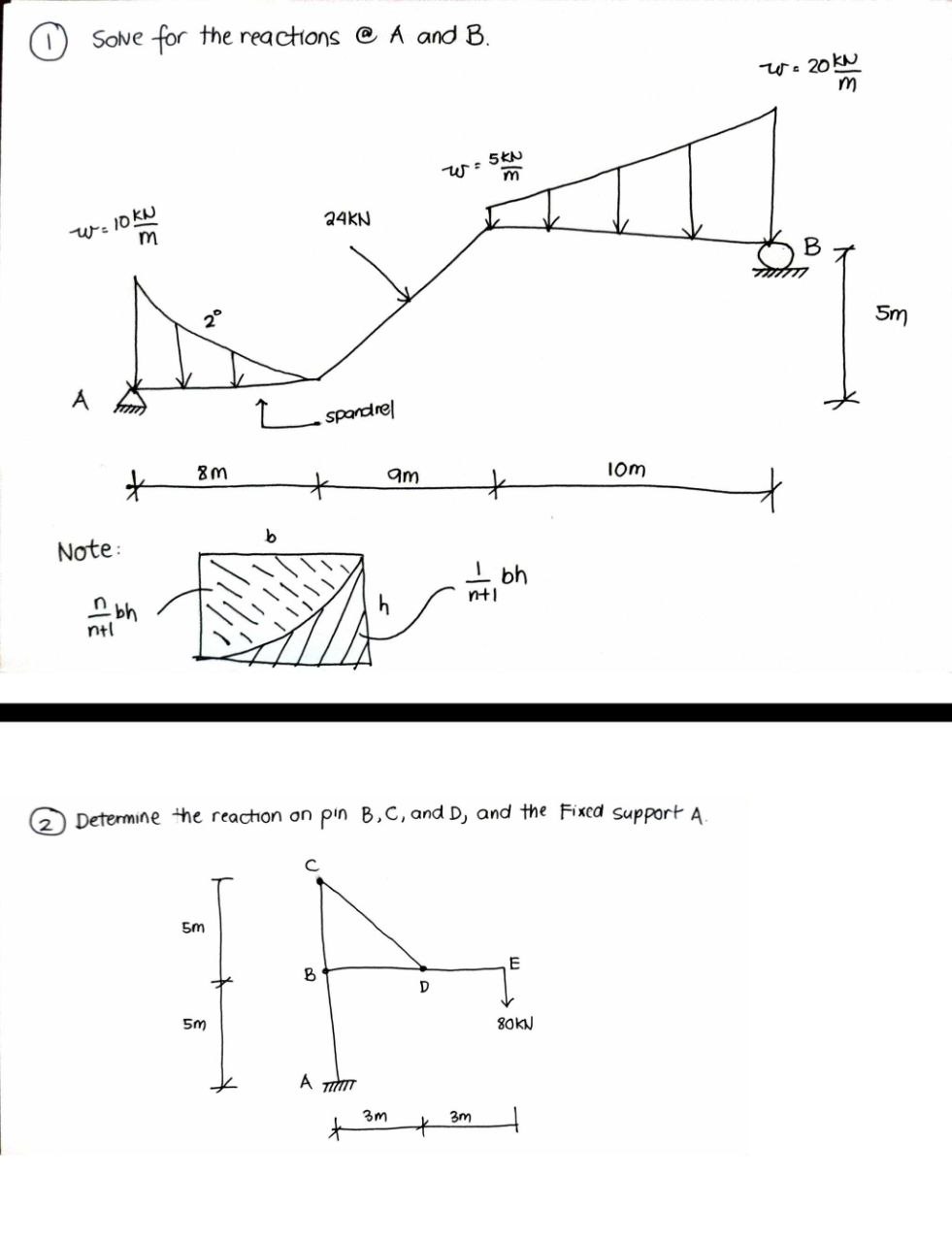 ( 1 ) Solve for the reactions & A and B .