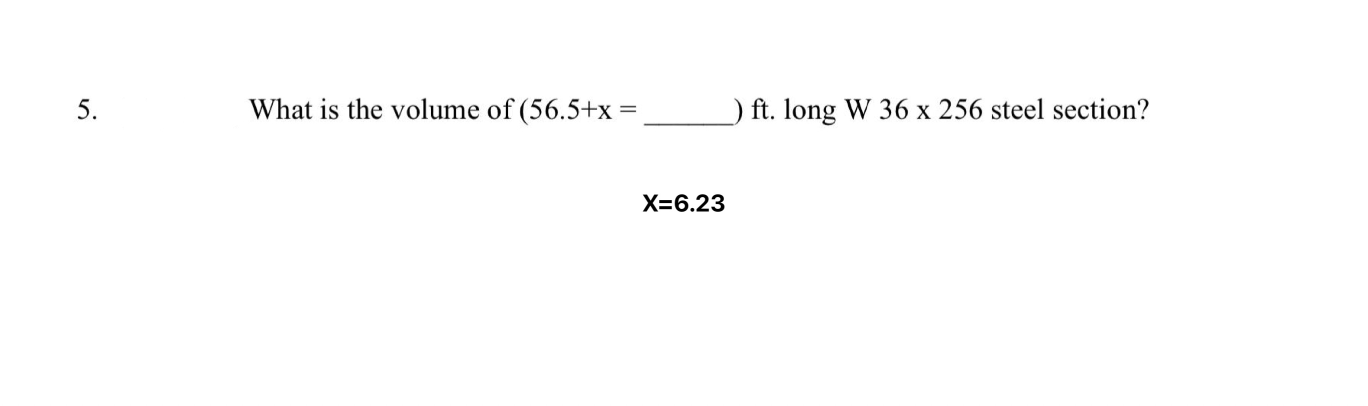 What is the volume of ) = ( , . long W 3 6 2 5 6