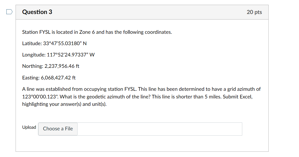 Question 3 Station FYSL is located in Zone 6 and