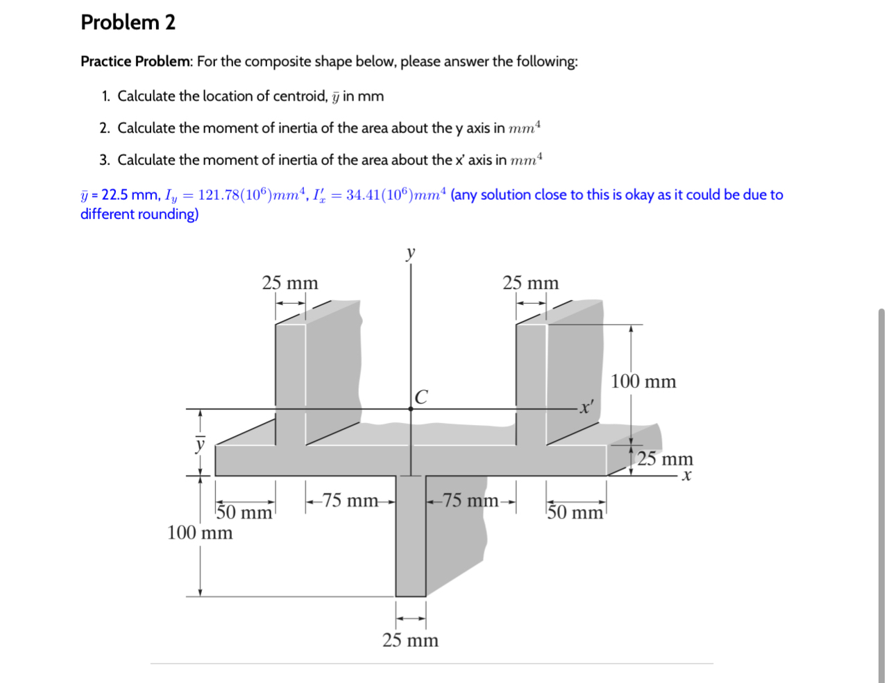 Problem 2 Practice Problem: For the composite