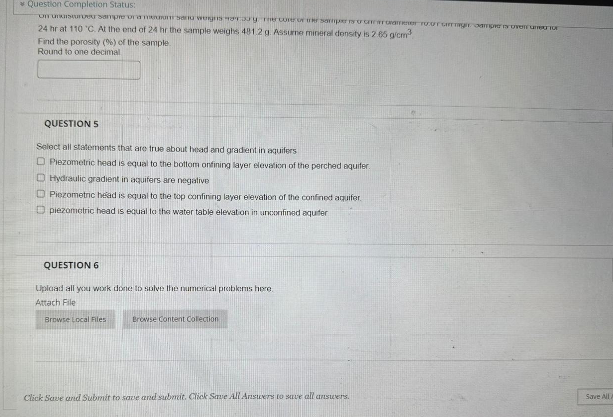 Question Completion Status:\ 24hr at 110\\\\deg C