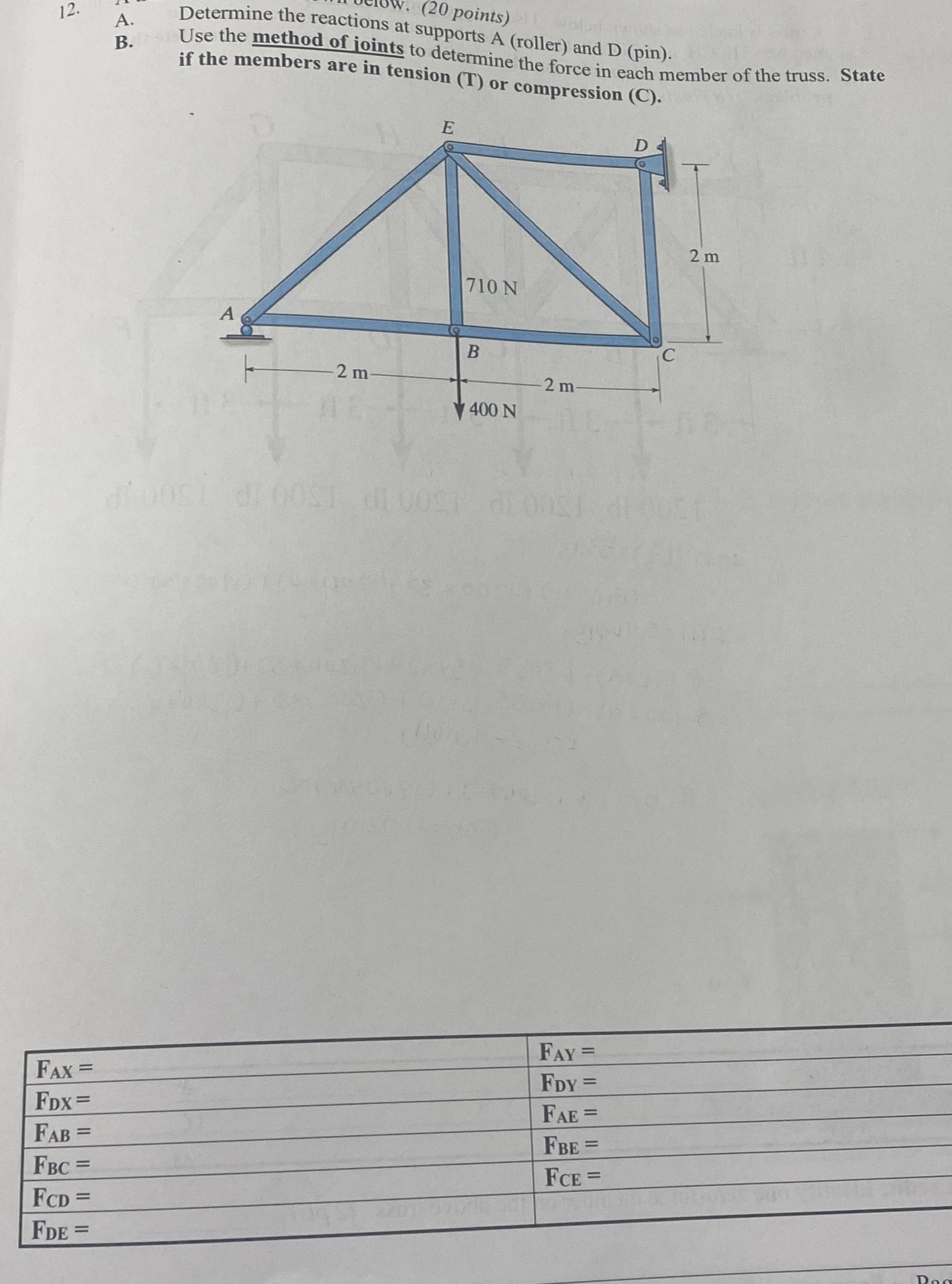 B . Use the method of ioint supports A ( roller )