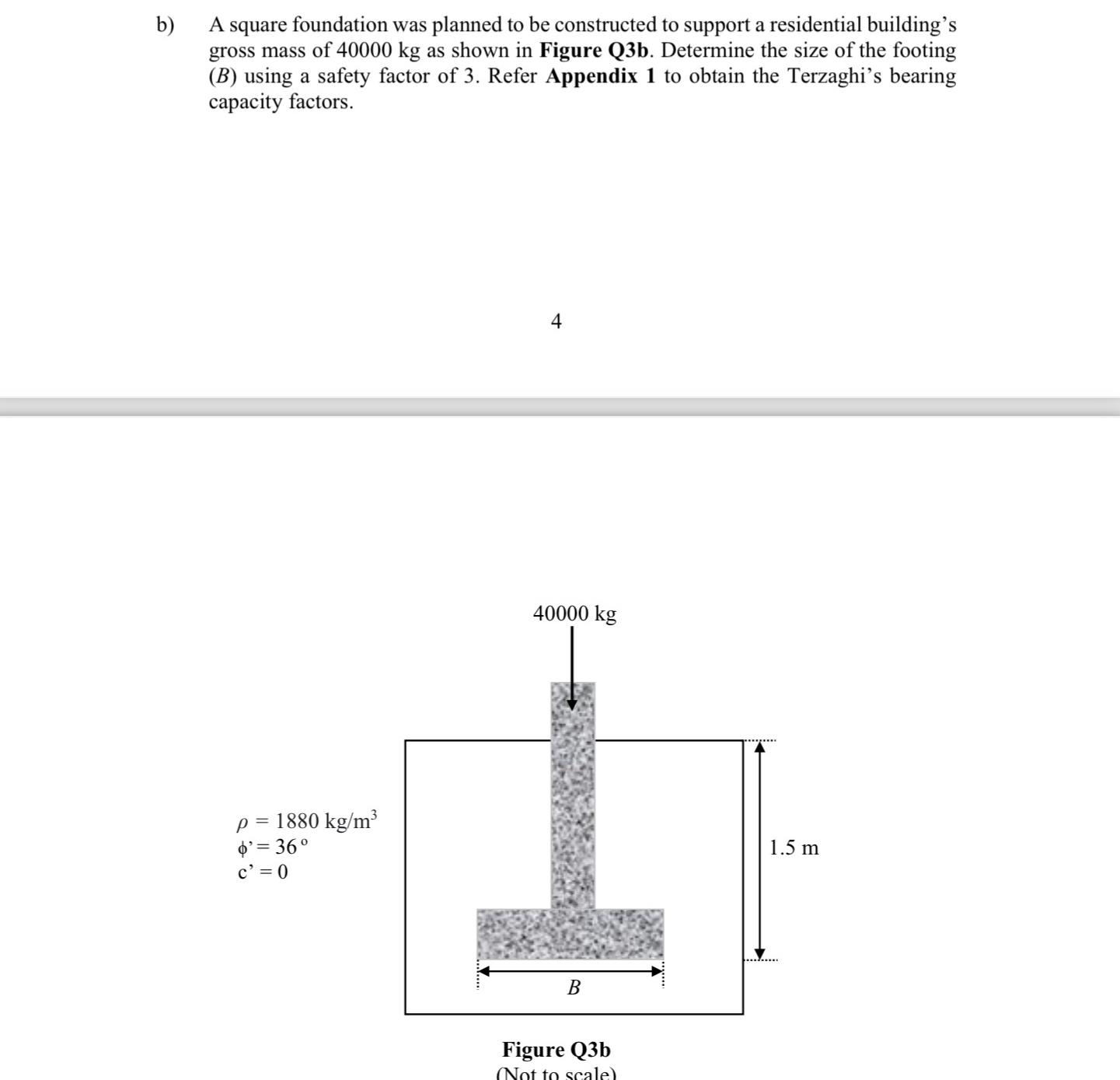 b ) A square foundation was planned to be