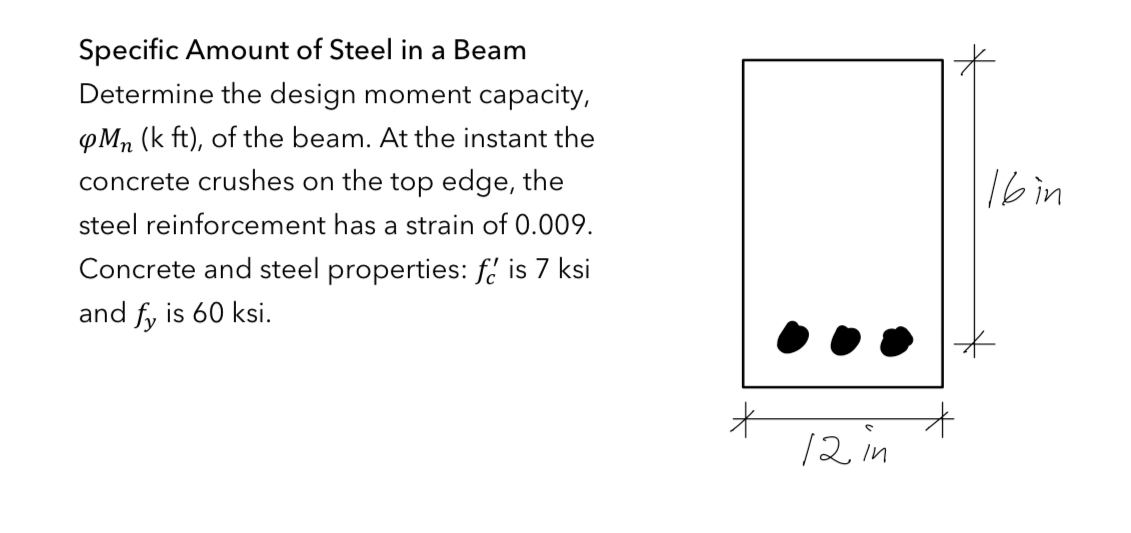 Specific Amount of Steel in a Beam Determine the