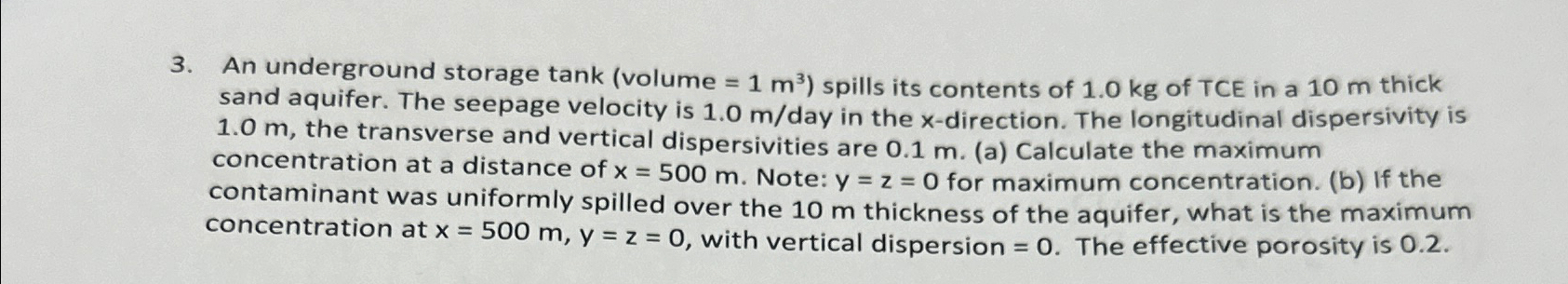 An underground storage tank ( volume = 1 m 3 )