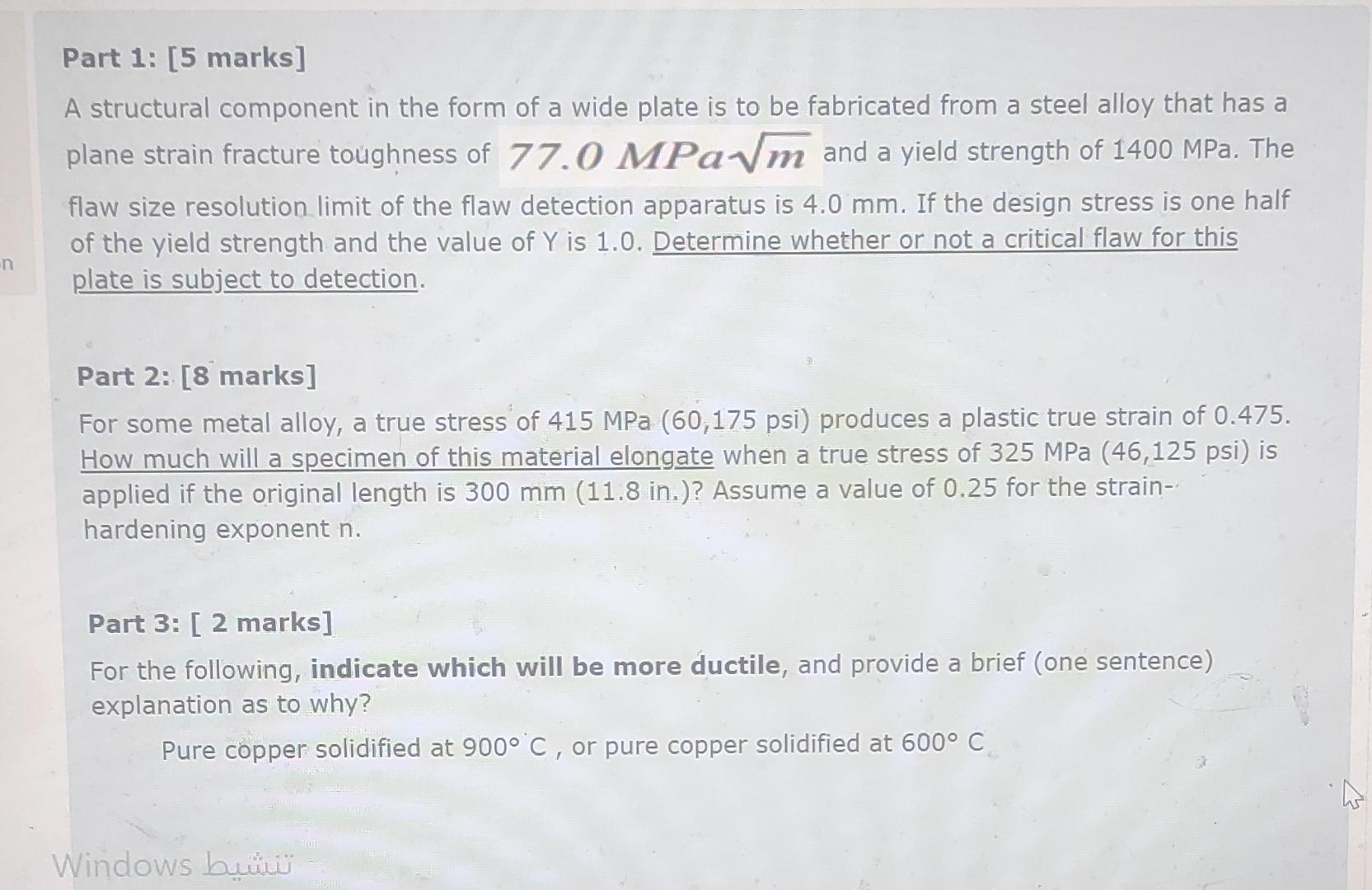 Part 1: [5 marks]\ A structural component in the