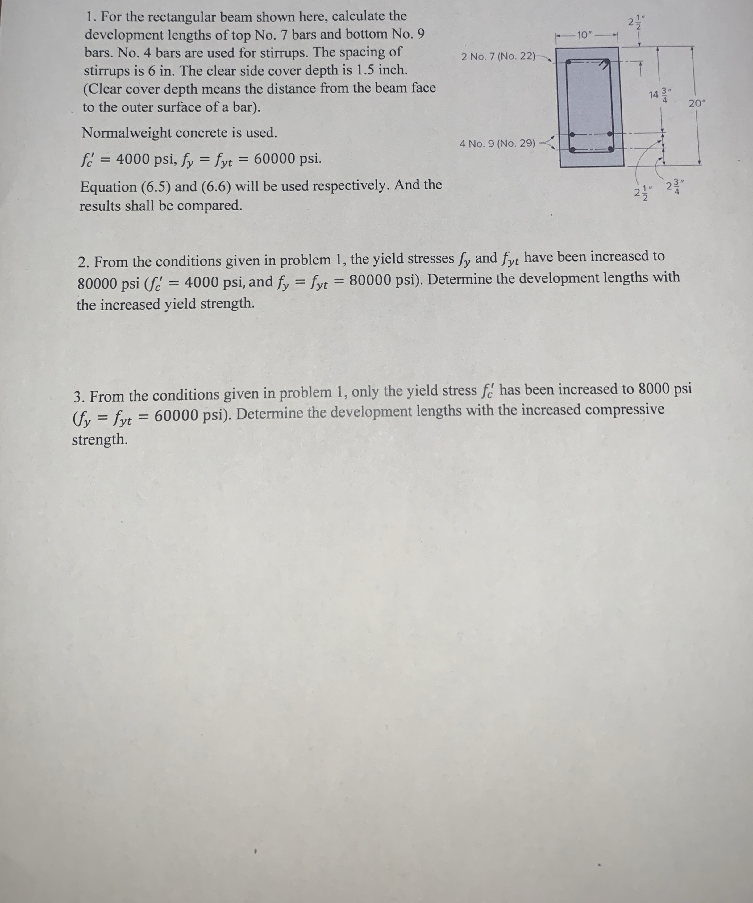 Problem 3 For the rectangular beam shown here,