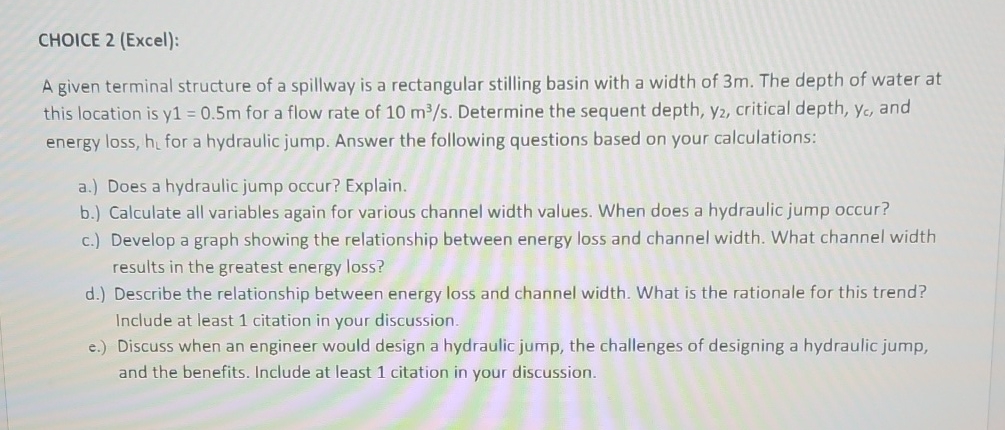 CHOICE 2 ( Excel ) : A given terminal structure