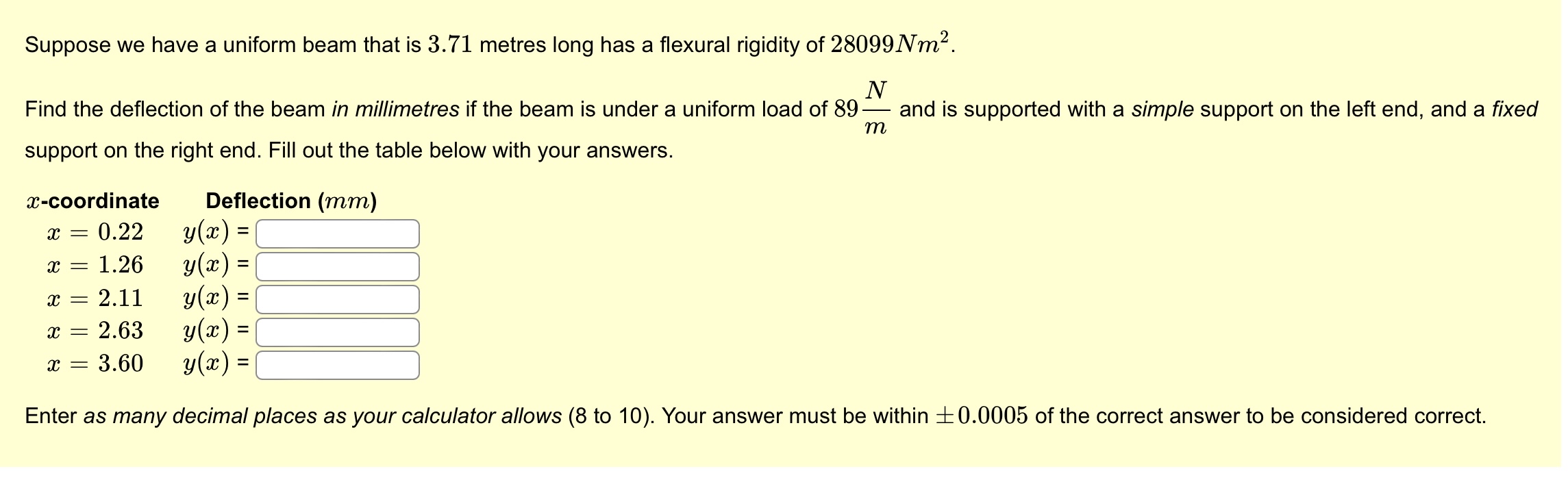 Suppose we have a uniform beam that is 3 . 7 1