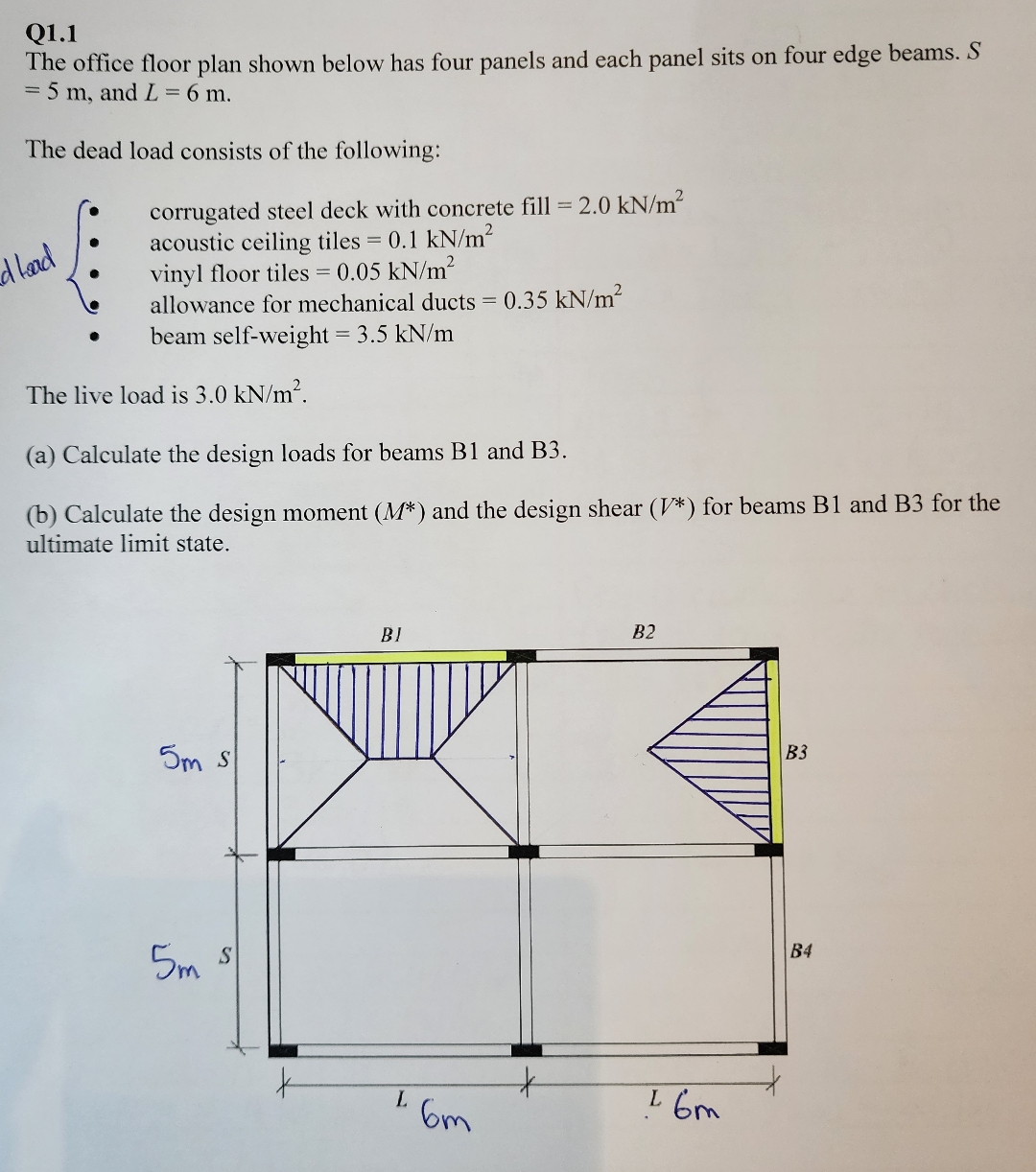 Q 1 . 1 The office floor plan shown below has