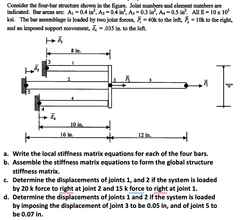 a . Write the local stiffness matrix equations
