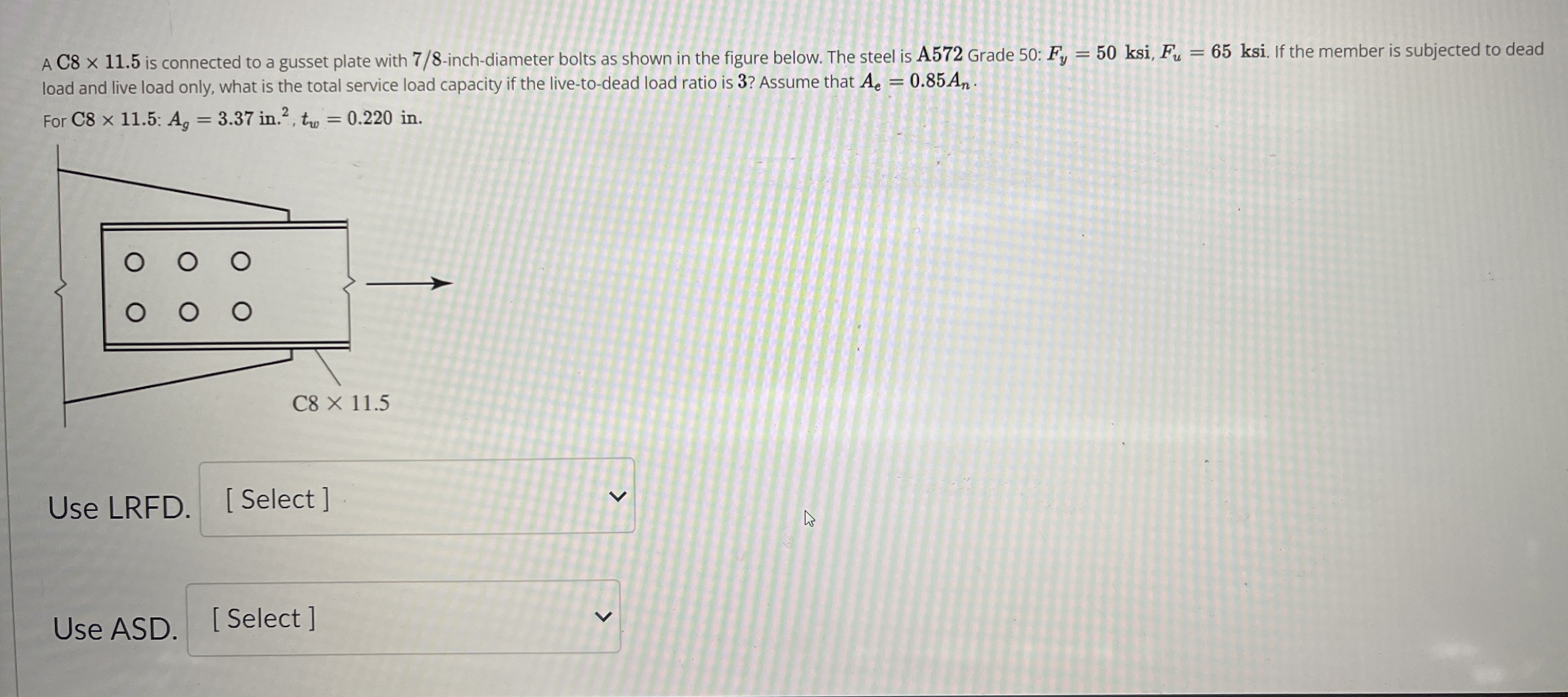 A C 8 1 1 . 5 is connected to a gusset plate with
