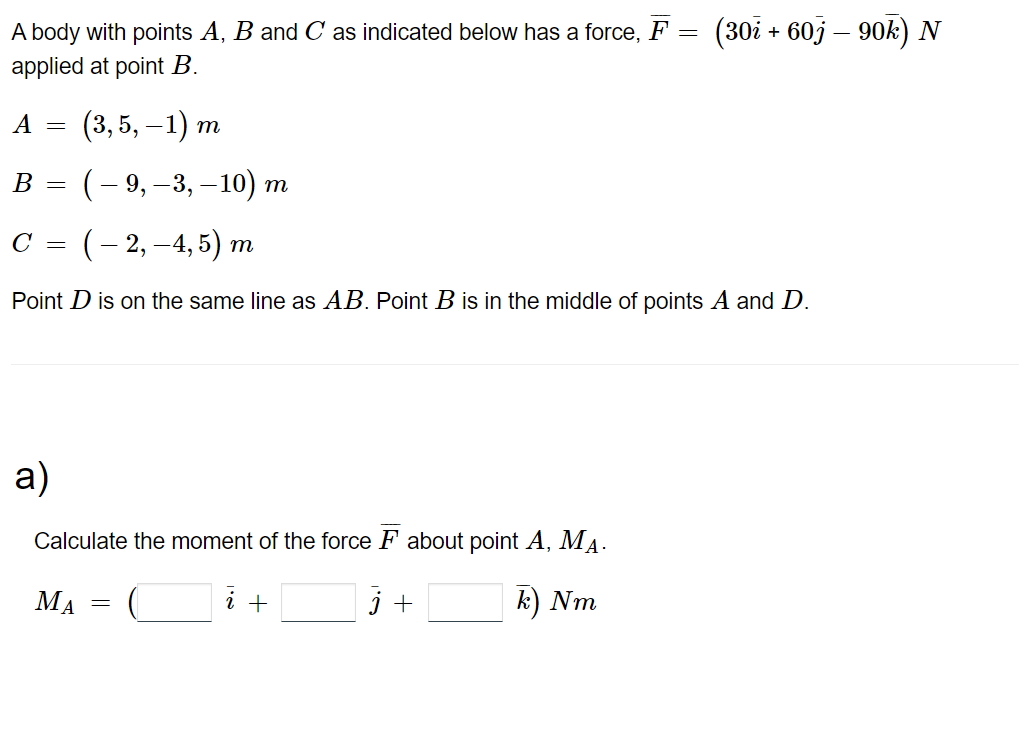 A body with points A , B and C as indicated below