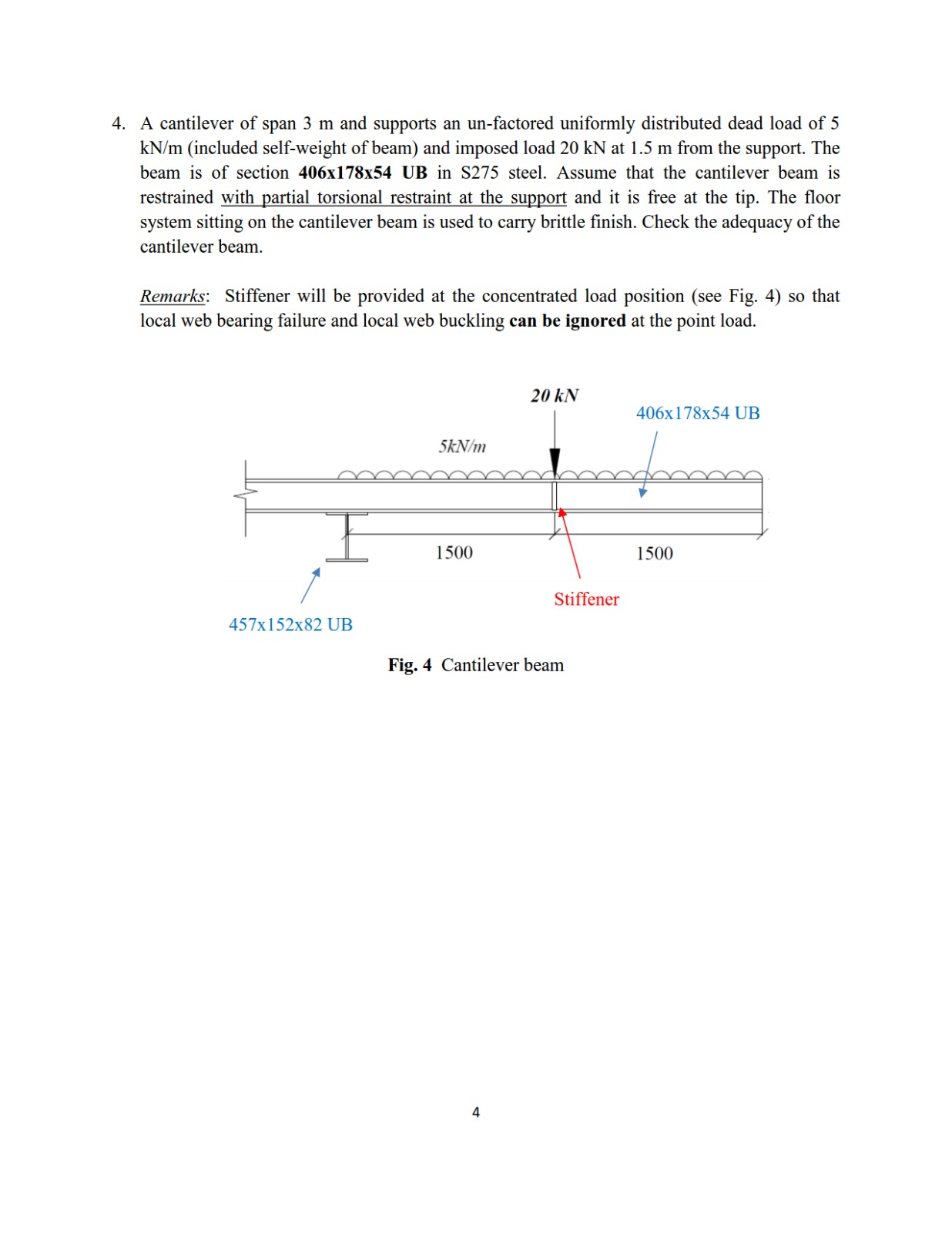 A cantilever of span 3 m and supports an un -