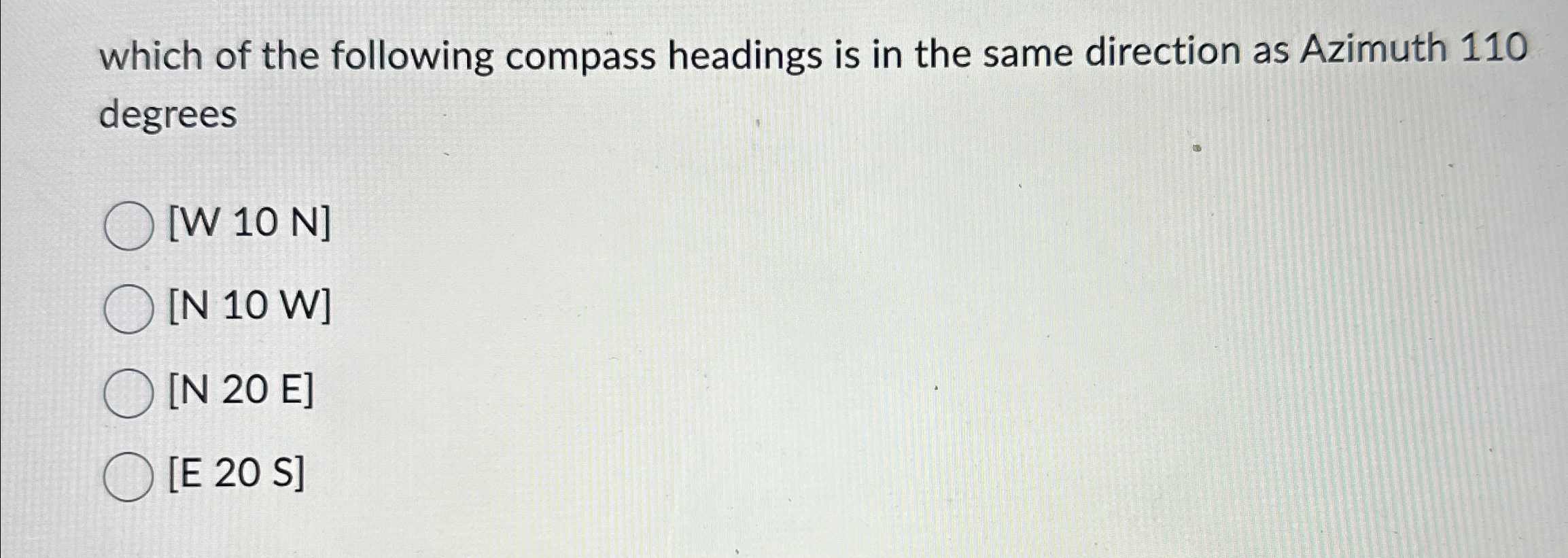 which of the following compass headings is in the