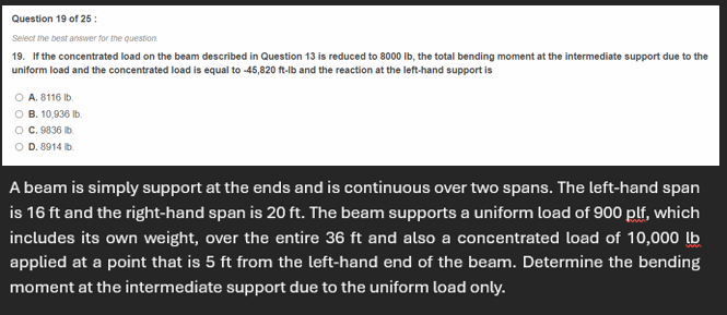 Question 1 9 of 2 5 : Select the best answer for