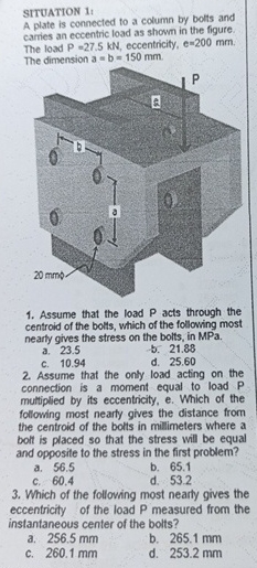 SITUATION 1 ! A plate is connected to a column by