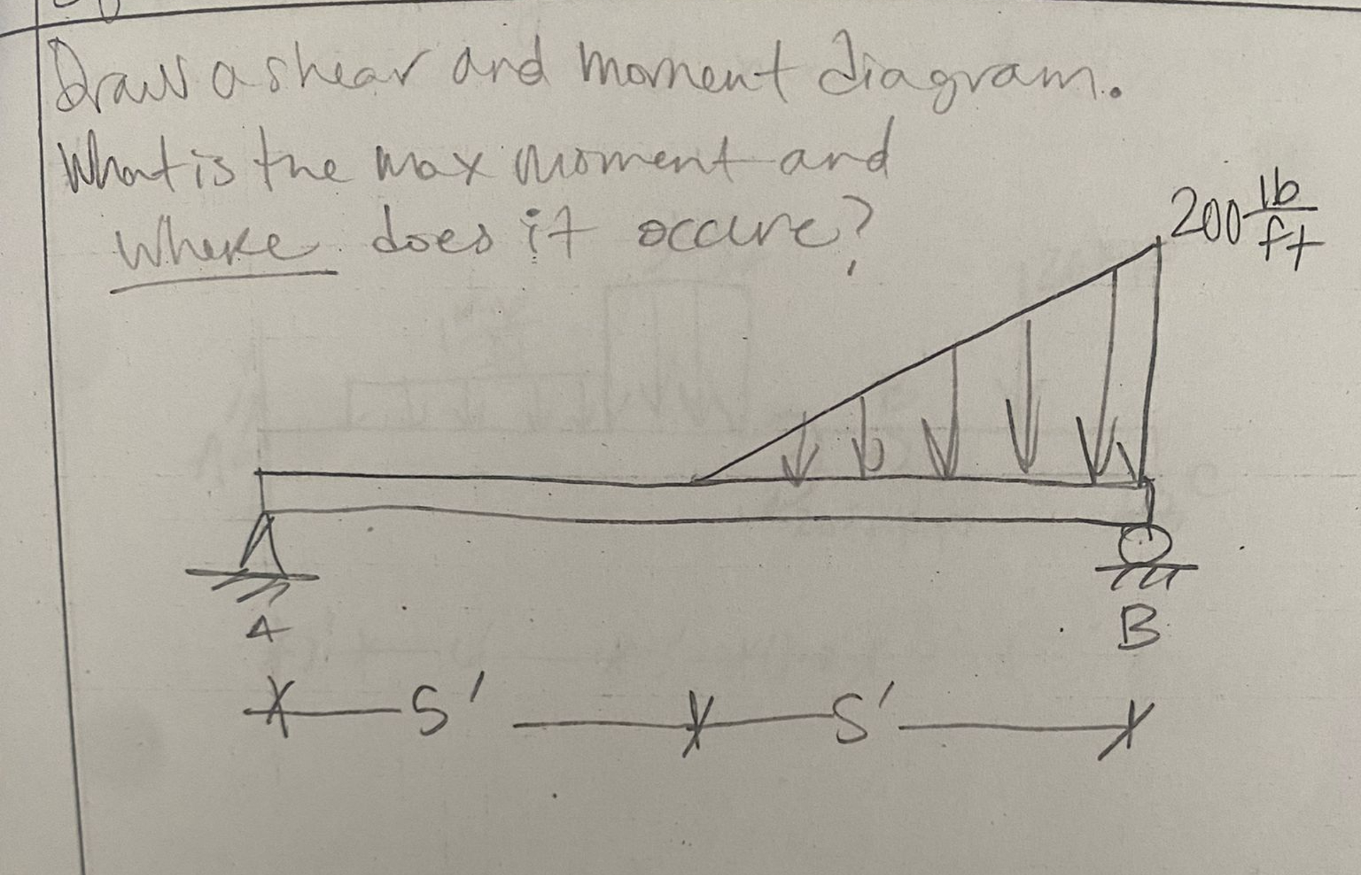 Draw a shear and moment diagram. What is the max