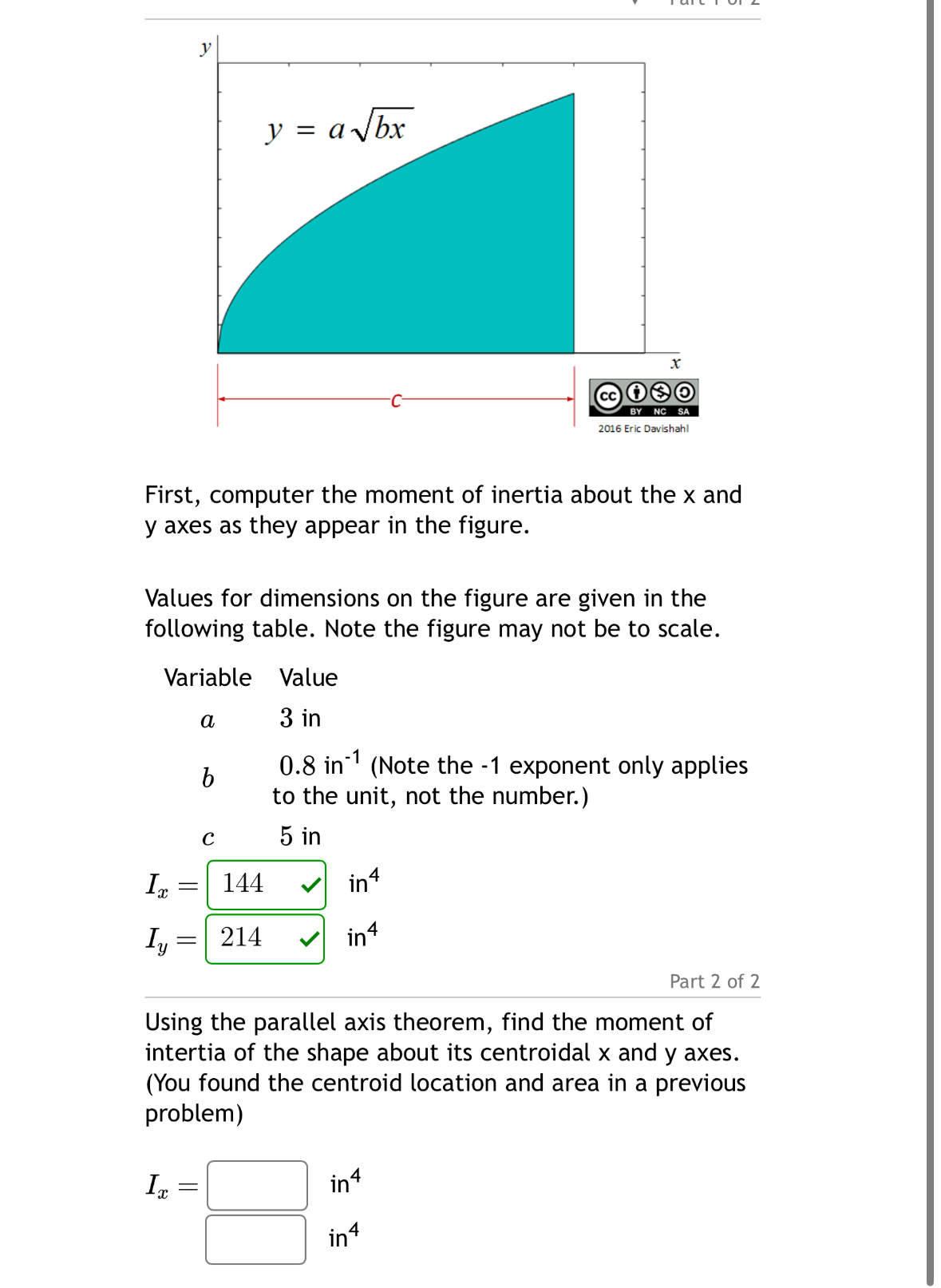 First, computer the moment of inertia about the x