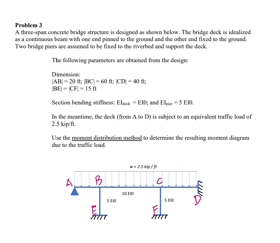 Problem 3 A three - span concrete bridge