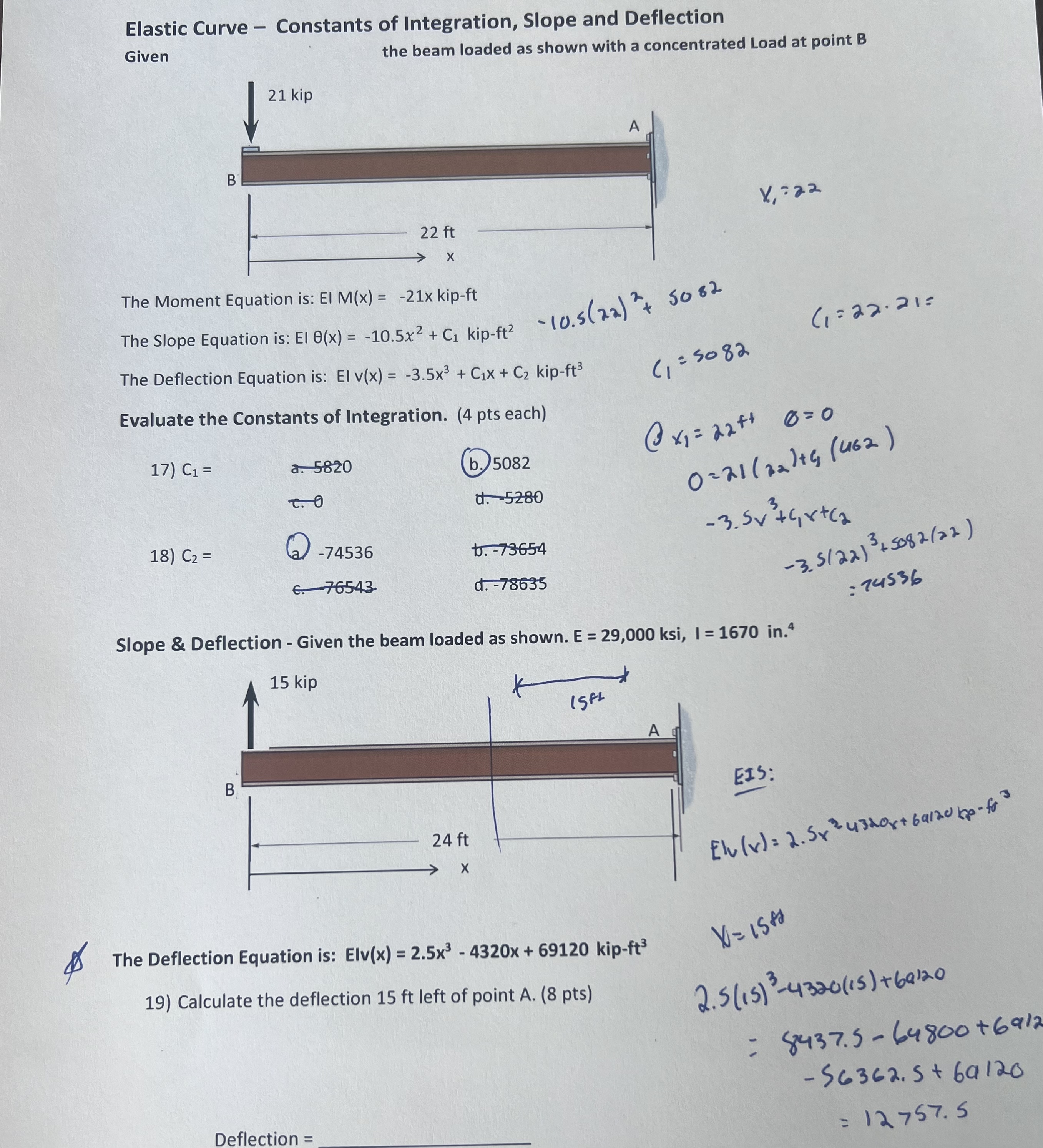 Elastic Curve - Constants of Integration, Slope