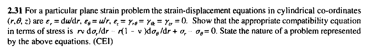 2 . 3 1 For a particular plane strain problem the