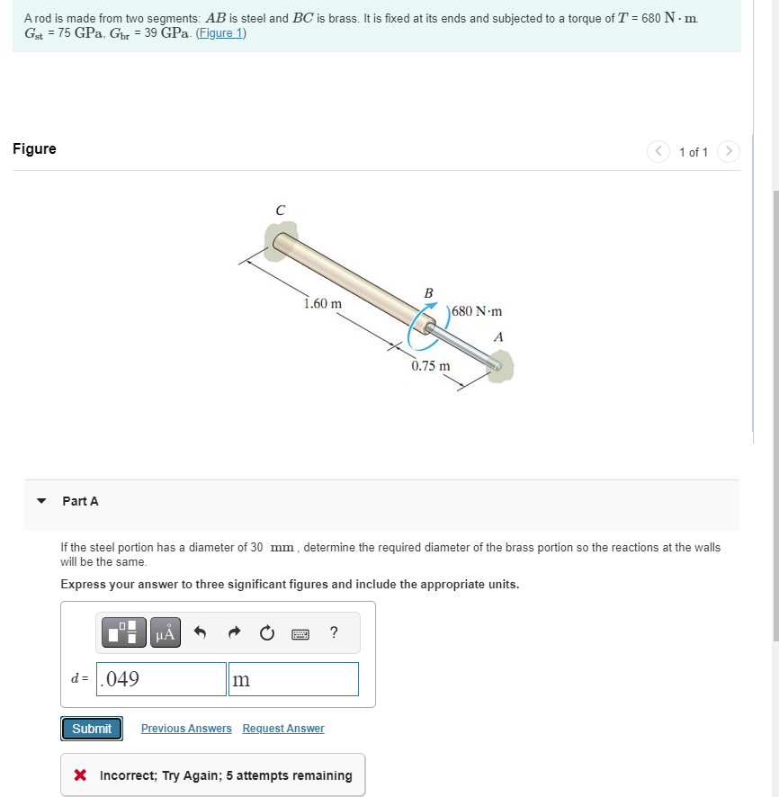 A rod is made from two segments: A B is steel and