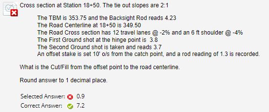 Cross section at Station 1 8 + 5 0 . The tie out