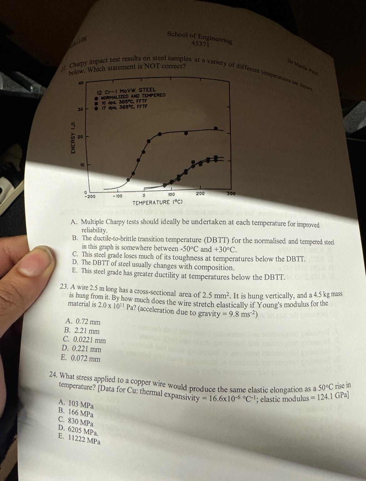 A . Multiple Charpy tests should ideally be