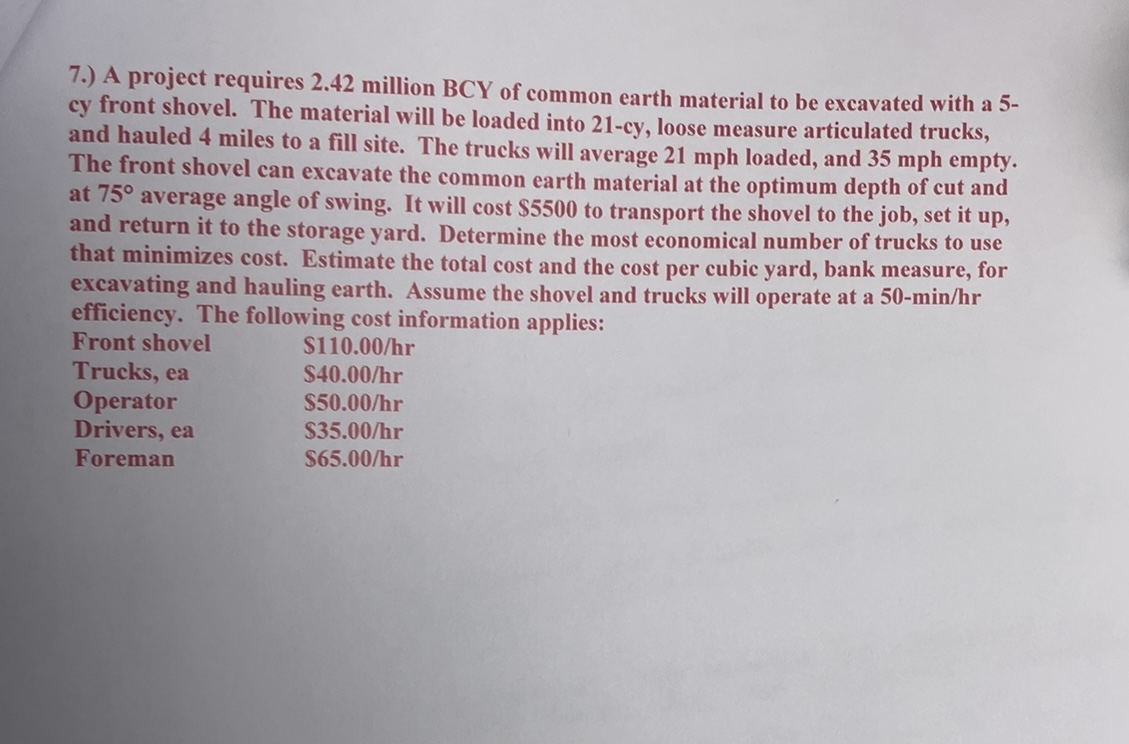 7 . ) A project requires 2 . 4 2 million BCY of