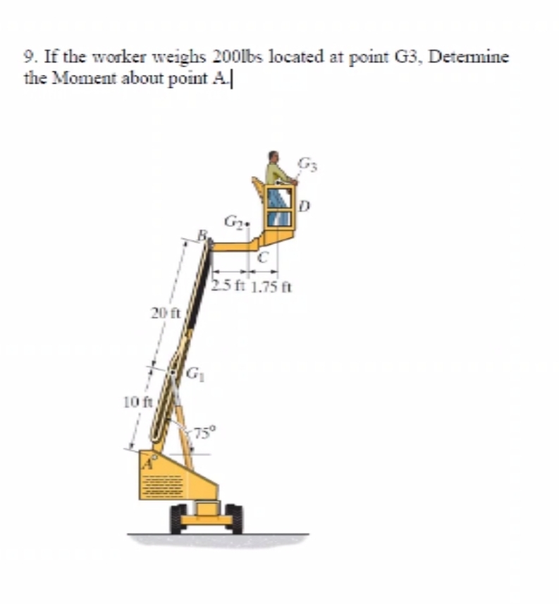 If the worker weighs 2 0 0 l b s located at point