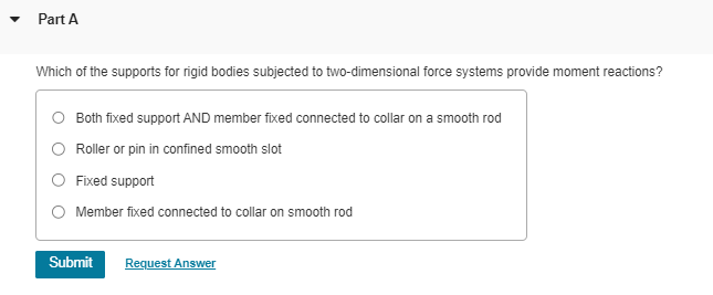 Part A Which of the supports for rigid bodies