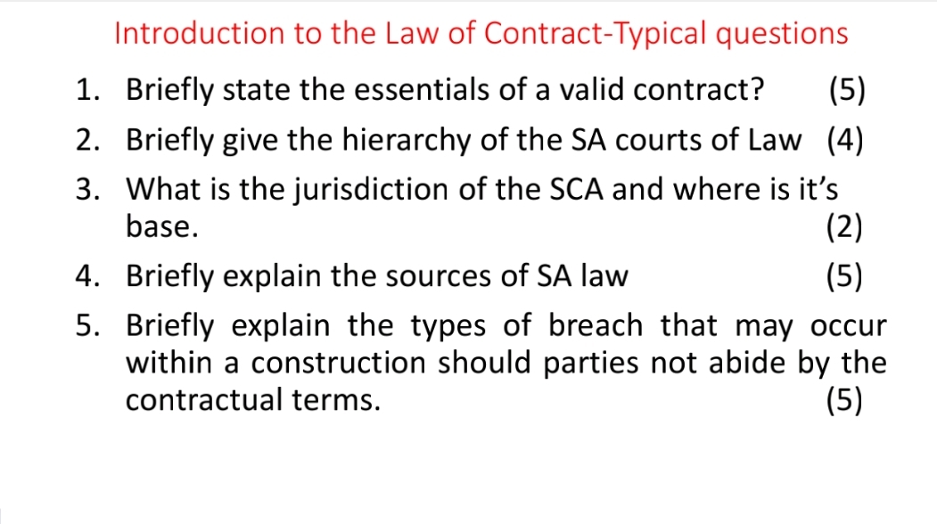 Introduction to the Law of Contract - Typical