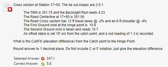 Cross section at Station 1 7 + 5 0 . The tie out