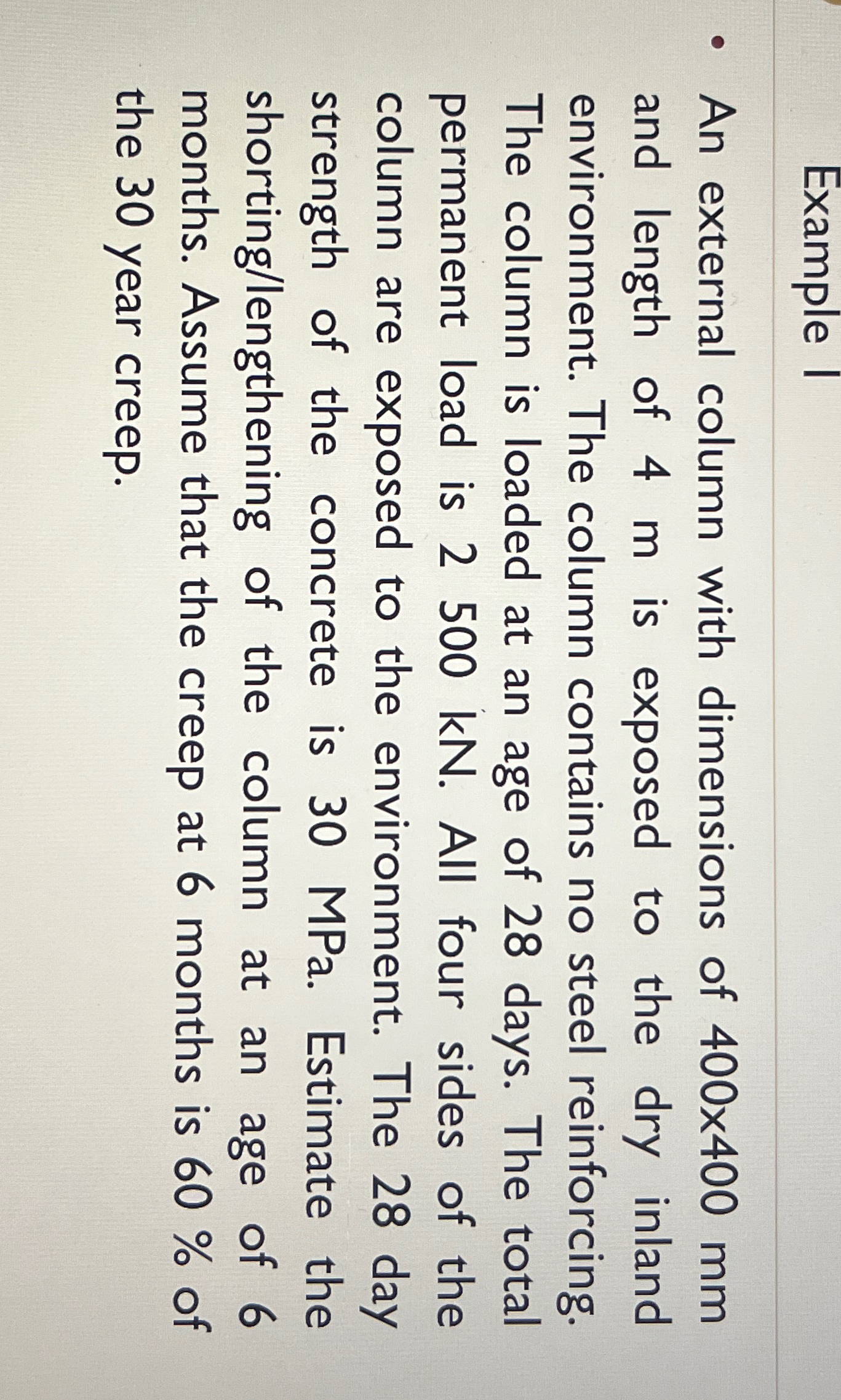 An external column with dimensions of 4 0 0 4 0 0