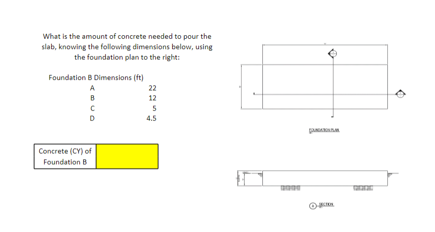 What is the amount of concrete needed to pour the
