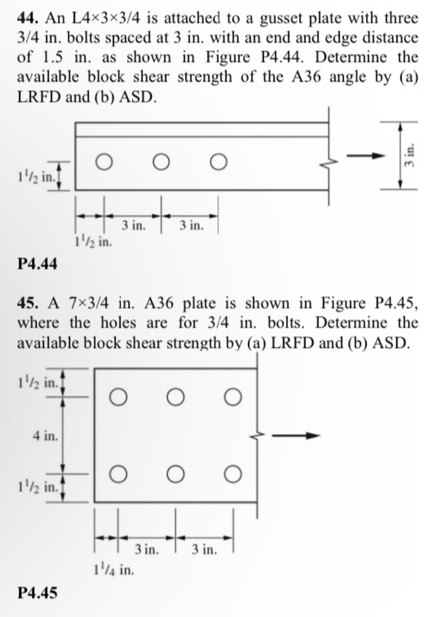 An L 4 3 3 4 is attached to a gusset plate with